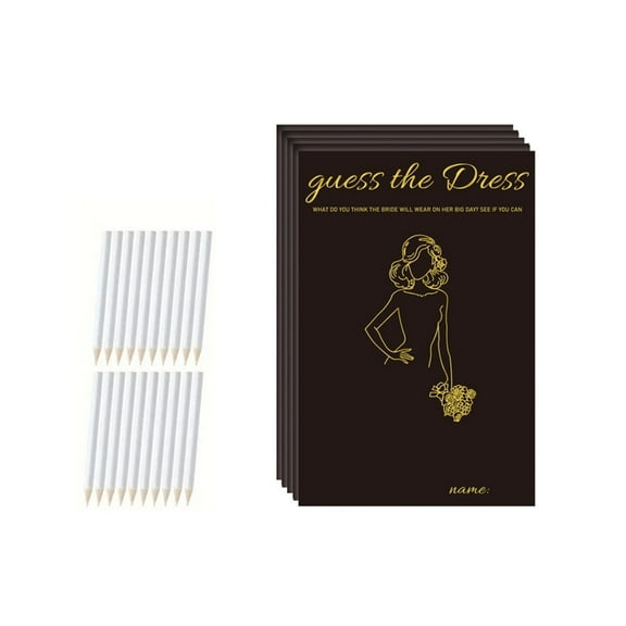 Popular Black Gold Wedding Party Game Cards White Pencils Set for Bridal Shower