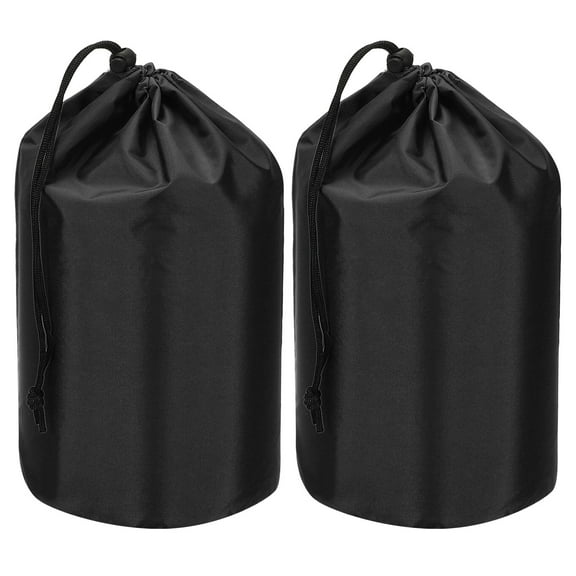 Uxcell Stuff Sack, 5 x 10 Inch Waterproof Outdoor Storage Sack Portable Drawstring Dust Flap Bag Lightweight Sleeping Bag Black 2 Pcs