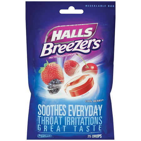 Breezrs Cool Berry Size 25ct, Temporarily relieves the following symptoms associated with sore mouth and sore throat: minor discomfort, irritated areas By