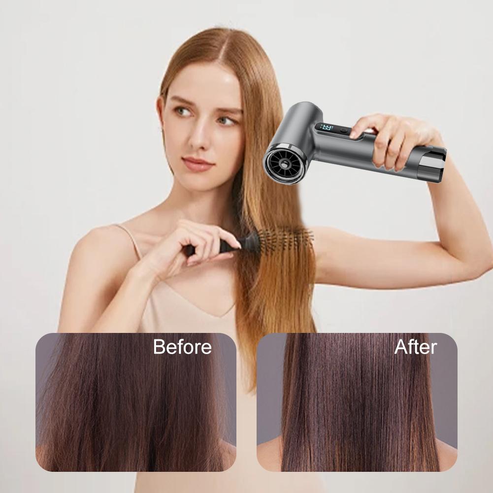 Cordless Hair Dryer with USB Charging, 3-Speed Wind and Temperature Adjustment, Suitable for Travel and Outdoor Use