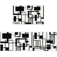 thumbnail image 2 of Black Grey Geometric Kitchen Mat Set 2 Piece Kitchen Rugs, Modern Abstract Art White Soft Non-Slip Rubber Backing Floor Mats Doormat Bathroom Runner Area Rug Carpet, 15.7x23.6in + 15.7x47.2in, 2 of 6