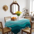 thumbnail image 3 of Teal Green Table Cloth Waterproof Tablecloths, Geometric Brown White Beach Waves Gradient Tablecloth Dining Table Cover for Kitchen Party Tabletop Outdoor, Square Tablecloth 54x54 Inch, 3 of 9
