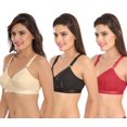 thumbnail image 4 of Ossirrio Women Everyday Comfort Full Cup Bra Non Wired Plus Size Cotton Bra Pack of 3, 4 of 5