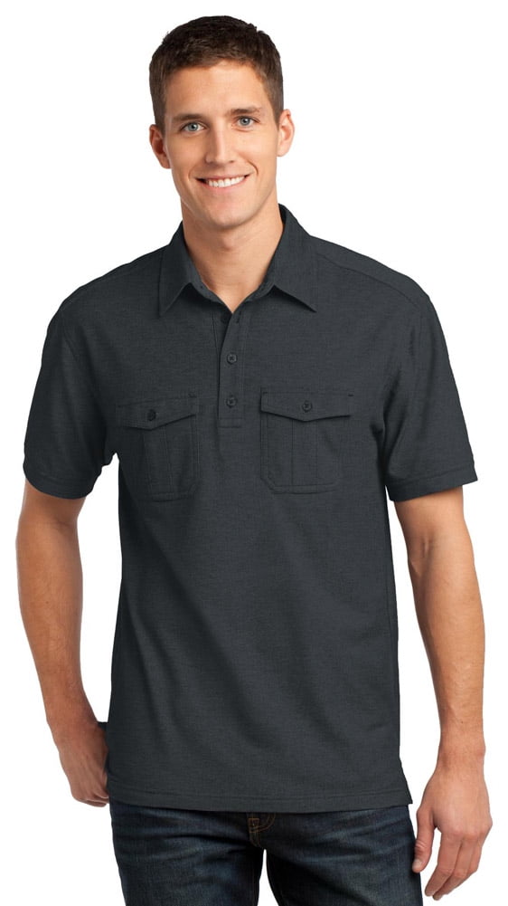 Port Authority K557 Men's Double Pocket Polo Shirt - Black/ Monument ...