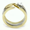 thumbnail image 3 of Two-Tone IP Gold (Ion Plating) Stainless Steel Ring with AAA Grade CZ in Clear for Women Clear Stone Color Style TK3183 Size 5, 3 of 4
