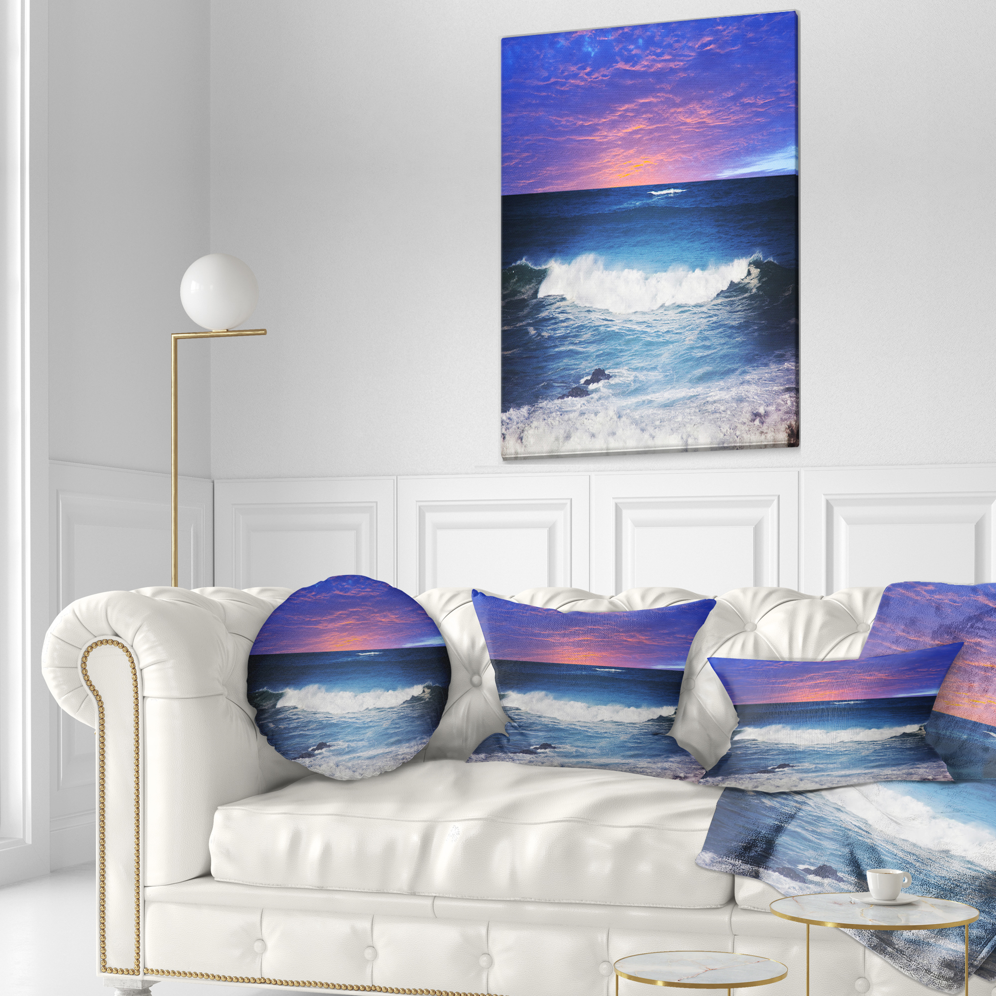Designart 12" x 20" Blue Polyester Throw Pillow