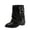Black, variant on Black Women'S Mid Calf Boots Fashion Block Heel Pull On Casual Comfort Non-Slip Winter Booties Square Toe Daily Walking Shoes Foot Length 9.1In Lightweight 1.60Lb