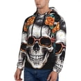 thumbnail image 3 of Sikiie Flower Horn Skull A Men's Hoodie, Essentials Hoodie, Sweatshirt, Pullover Hooded Sweatshirt for Men-4X-Large, 3 of 7