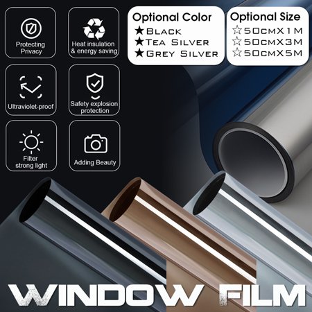 3.3/10/16.5 FT Solar Reflective Window Film One Way Privacy Mirror Tint Film Black/Tea Silver/Grey Silver