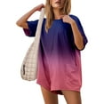 thumbnail image 2 of YDLCAFD Women Gradient Print Short Sleeve Jumpsuit Short Loose Backless Jumpsuits Rompers M, 2 of 7