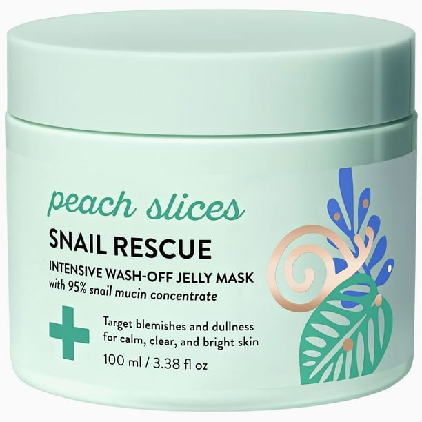Mascarilla facial Peach Slices Snail Rescue con 95% de mucina de caracol, 100 ml