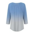 thumbnail image 5 of Blue Women's Long Sleeve T-shirt, 3/4 Length Sleeve Womens Tops Round Neck Casual Tunic Tops Basic Pleated Shirts Loose Fit 2025,Women's Long sleeve T-shirt M, 5 of 6