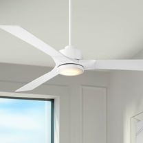 56" Casa Vieja Kali Matte White LED Damp Ceiling Fan with Remote