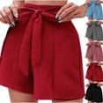 thumbnail image 1 of Eryao Womens Casual Drawstring Elastic Waist Comfy Cotton Linen Shorts with Pockets Summer Lightweight Wide Leg Solid Color Shorts Weekly Deals,Red,XL, 1 of 9