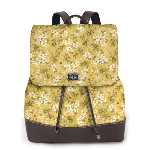 Easygdp Flower Mochila de Cuero para Mujeres, Bolso de Hombro, Bolsos de Mano de Moda para Trabajo y Viajes