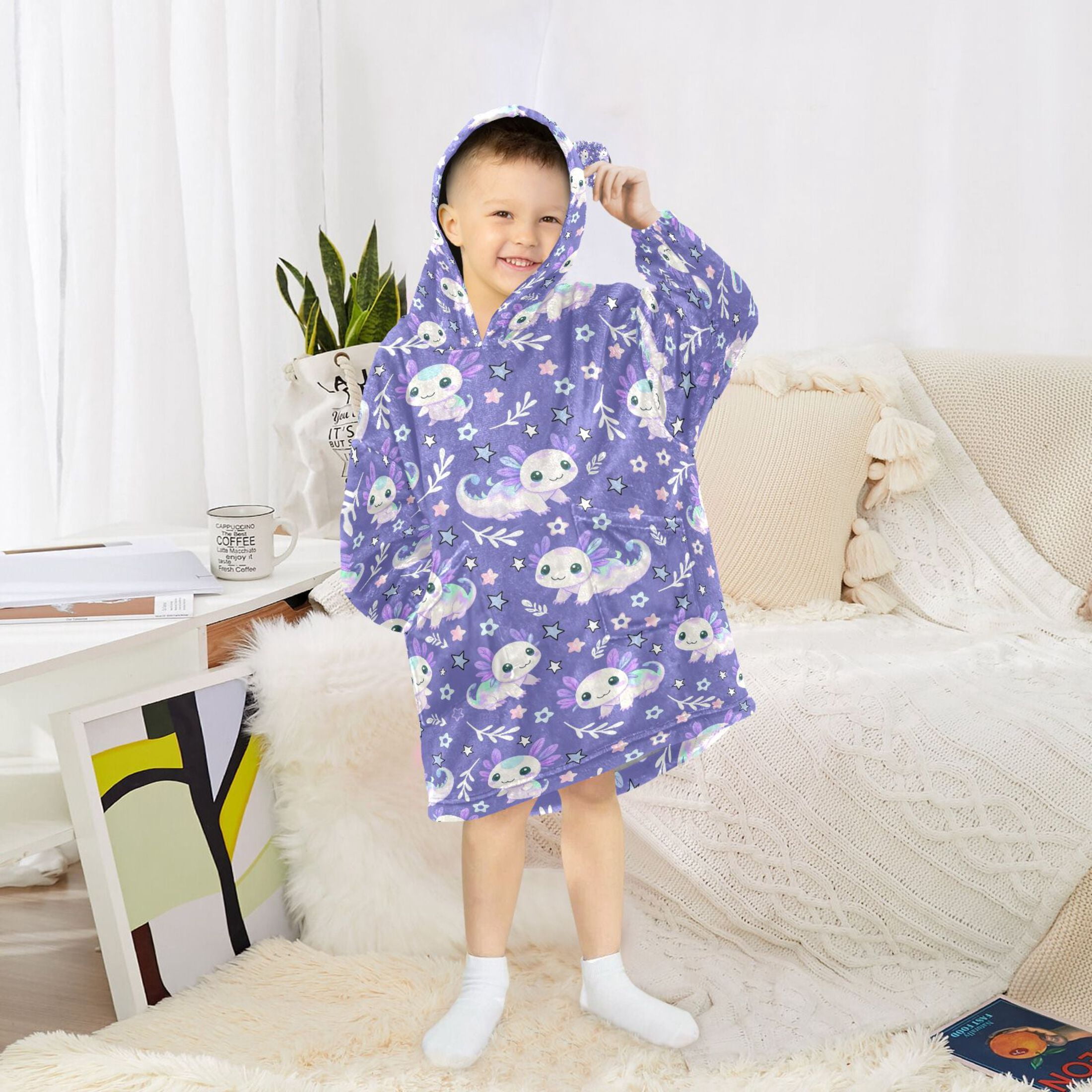 joogoo Wearable Blanket Axolotl Galaxy Hoodie for Oversized Sherpa Hooded 3-14 YR M
