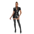 thumbnail image 2 of Jumpingount Vestido De Manga Corta Brillante Para Mujer Fácil De Usar Vestido Ajustado De Patente Wetlook De Moda Para Mujer Disfraces de disfraces TYPE3, 2 of 6