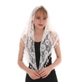 thumbnail image 2 of Solid Polyester Women Church Prayer Headband Triangle Veil Scarf Jacquard Rose Shawl Turban 18, 2 of 7