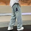 thumbnail image 5 of Boys Straight Leg Baggy Jeans Boys Elastic Waist Loose Denim Pants (Blue XXXXS), 5 of 8