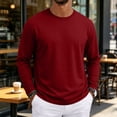 thumbnail image 2 of Nestiefly Men's Long Sleeve T-Shirts Lightweight Soft Crew Neck Gym Tees for Running Lounging Basic Tee Shirts Wine M, 2 of 9