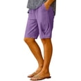 thumbnail image 3 of TaTaai Loose Fit Shorts for Women Cotton Linen Blend Solid Color Capris Casual Summer Bermuda Pants Elastic Waist Comfy Breathable Daily Wear Beach Vacation Gift, 3 of 6