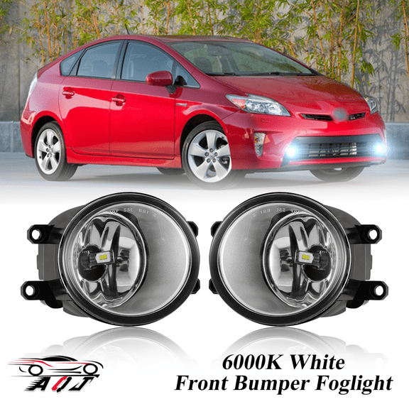 Pair Front Fog Lights Kit for Toyota Prius 2010-2015, 6000K White Off-Road Lamps Black Front Bumper LED Foglights