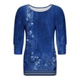 thumbnail image 7 of Oplxuo Striped Shirts for Women 2025 Trendy 3/4 Sleeve Crewneck Blouses Button Dressy Casual Loose Fit Lightweight Tops, 7 of 7