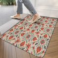 thumbnail image 3 of Retro Door Mat, 17 X 30 Inch Bohemian Orange Floral Patterned Carpet Welcome Doormat Decorative Home Floor Mat, Non Slip Rubber Back and Strong Water Absorption for Outdoor Indoor Entrance Decor, 3 of 6