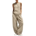 thumbnail image 2 of Women's Two Piece Outfits Summer Sleeveless Tops Wide Leg Pants Vacation Matching Set, 2 of 8