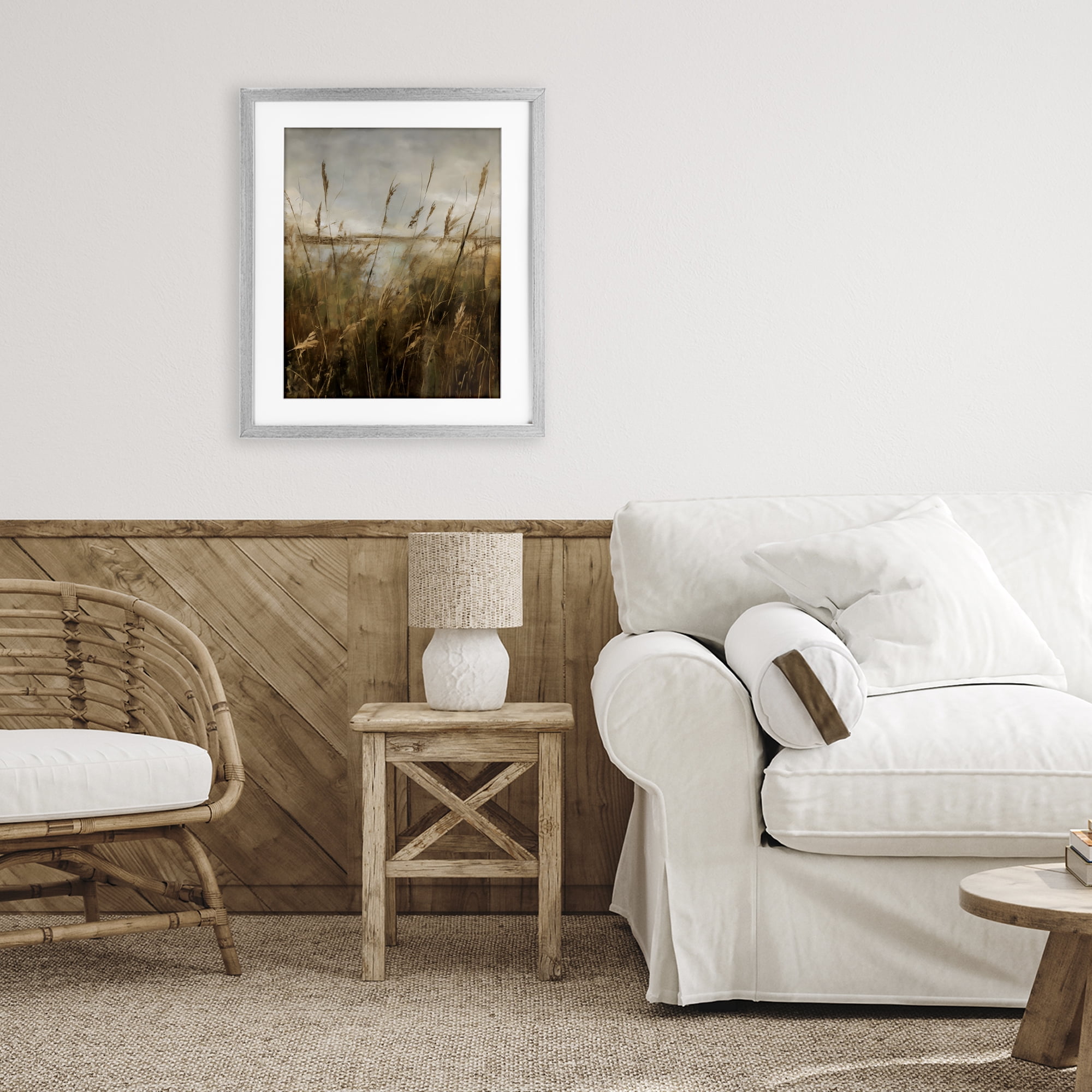Stupell Industries Tall Grass Beside Quiet Lake Gray Framed Print Under Glass, design by Creative Studio