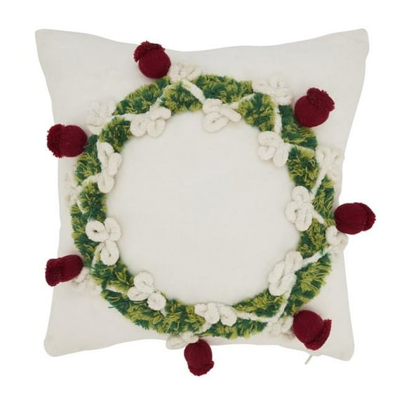 Evergreen Elegance Wreath Throw Pillow Cover