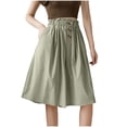 thumbnail image 4 of Utoimkio Women's Light Blue Culotte Shorts,High Waisted Cropped Wide Leg Trousers with Ruffled Waist and Buttons, 4 of 6