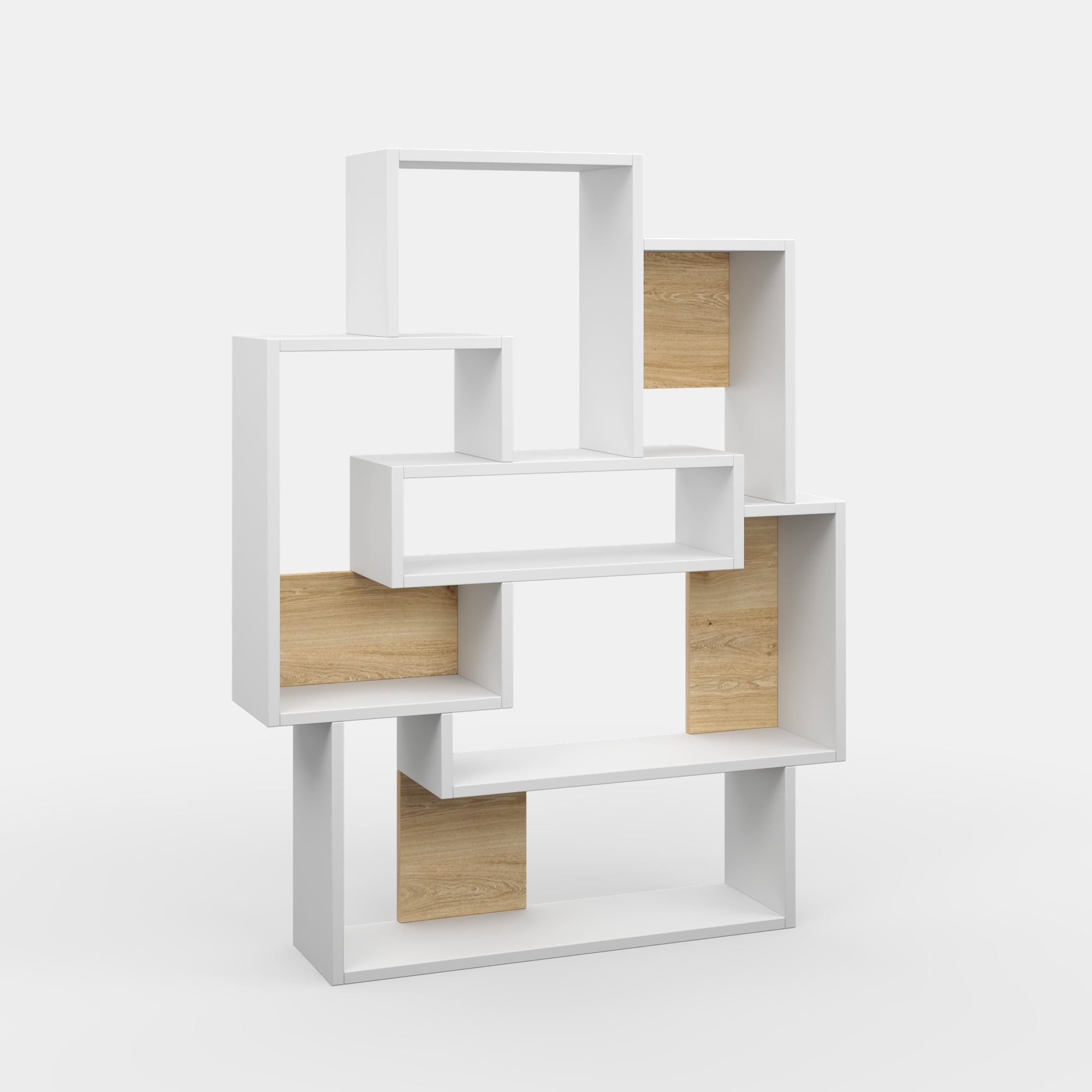 Ada Home Decor Furniture Multiple Tier Open Shelf White Oak Bernard Modern Bookcase