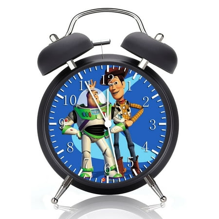 Twin Bell Woody Buzz Alarm Clock with Night Light Quite Silent Non-Ticking 4 Inches Glass Face - Great for Decor Best Gift Ideas W32