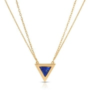 Michelle Campbell Jewelry Women's Triad Stone Inlay Necklace, Brass with 14k Yellow Gold Overlay and Genuine Lapis Inlay