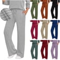 thumbnail image 1 of Yuyuzo Pants for Women Casual Ribbed Knit Fall Fashion Pants Drawstring High Waisted Straight Leg Lounge Trousers, 1 of 6