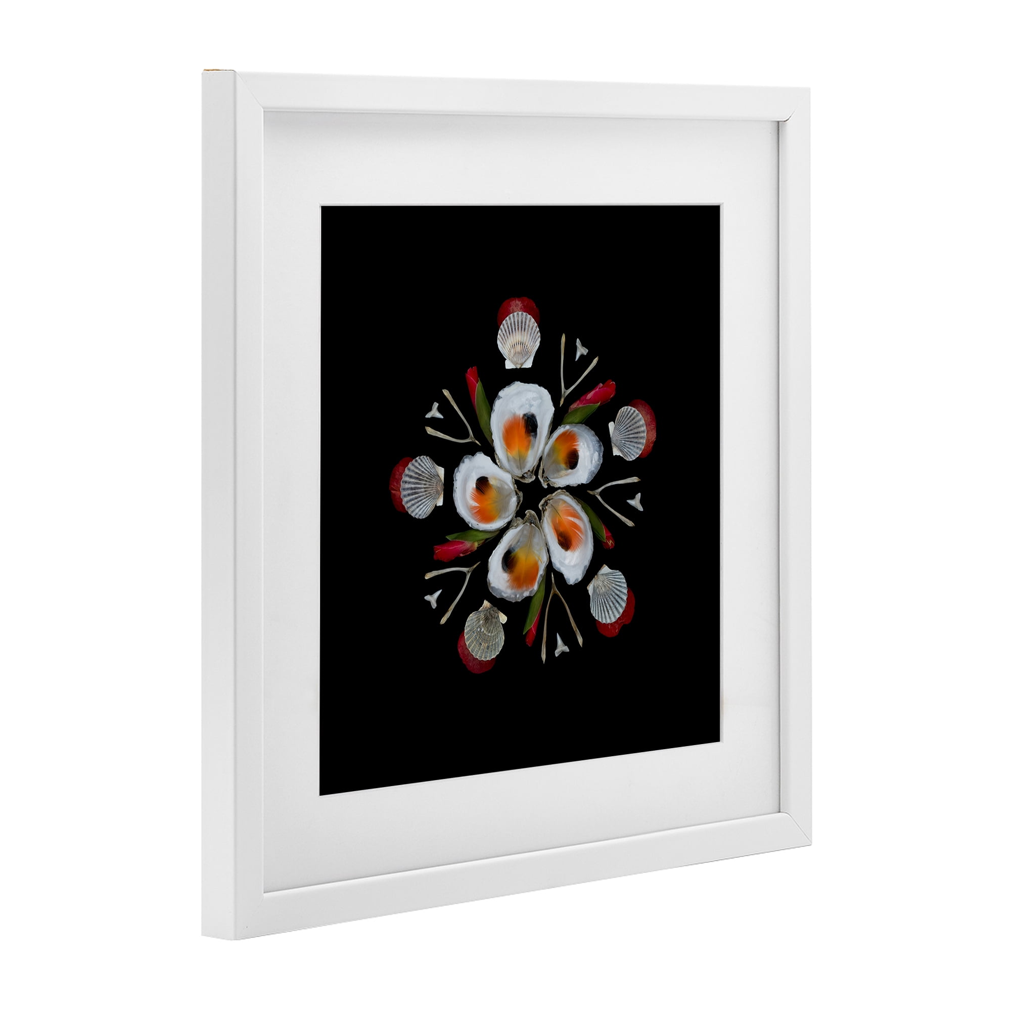Stupell Industries Nautical Oysters Mandala White Framed Print Under Glass, design by Beth Adoette