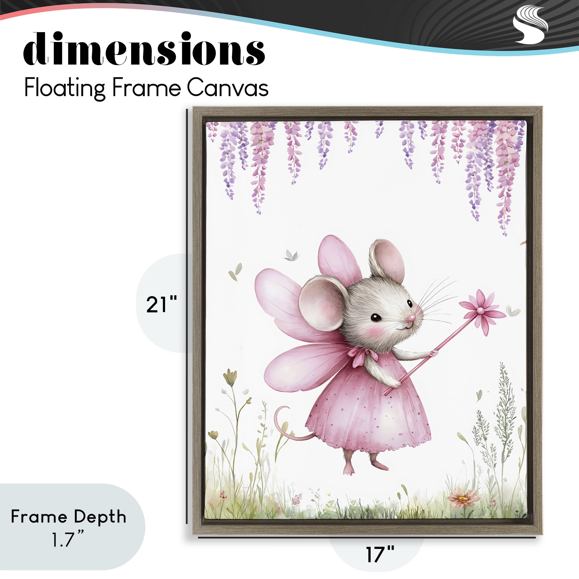 Stupell Industries Woodland Mouse Forest Fairy Brown Framed Floater Canvas Wall Art, design by LSR Design Studio