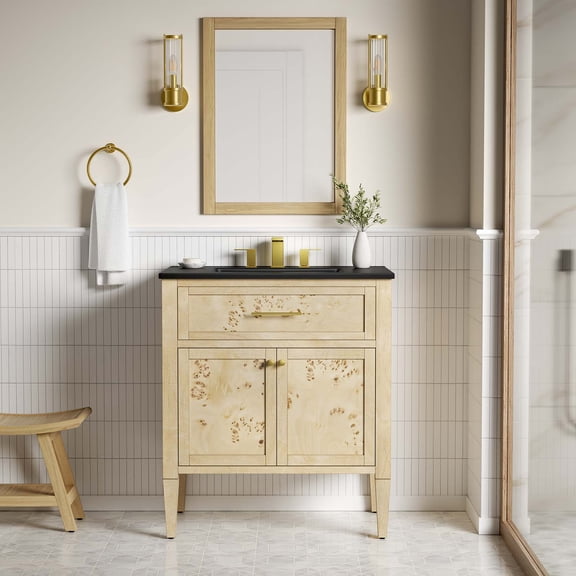 Modway Elysian 30" Wood Bathroom Vanity in Black Burl