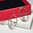 thumbnail image 5 of Abstract Face Earrings for Women, Wire Picasso Dangle Earrings, Hollow Silhouette Drop Earrings, Birthday Christmas Gift for Her, Silver, 1 pair, 5 of 9