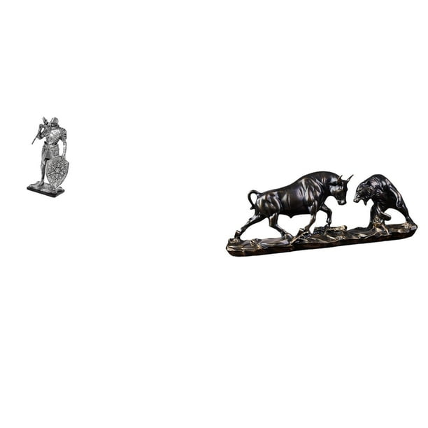 Figura de escritorio,Estatua de caballero,estatuilla,escultura,artesanía,decoración de escritorio,Estatua de escritorio,Figura decorativa de pelea de toros y osos,Colecciones de esculturas de