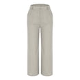 thumbnail image 6 of Women's High Waisted Elastic Waistband Pocket Pants Trousers Slacks, Stretchy Soft Lounge Casual Daily Home Wear Travel Essentials for Women | Aestivo,Beige L, 6 of 7