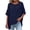 Navy, variant on Womens 3/4 Sleeve Cotton Tops Solid Color Loose Fit Gauze Shirts with Pockets Casual Crewneck Lightweight Tops Fashion Tunic Blouses for Daily Navy XL