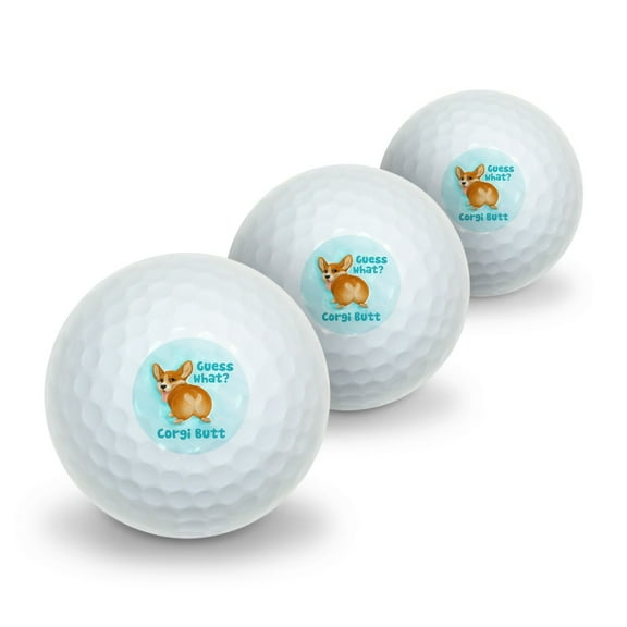 Guess What Corgi Butt Funny Joke Novelty Golf Balls 3 Pack