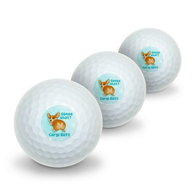 Guess What Corgi Butt Funny Joke Novelty Golf Balls 3 Pack