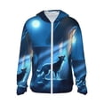 thumbnail image 2 of Uemuo A Wolf Barks Out A Window Pattern Women's Full Zip UPF 50+ Sun Protection Hoodie Jacket Long Sleeve Sun Shirt Hiking Outdoor Performance with Pockets-3X-Large, 2 of 9