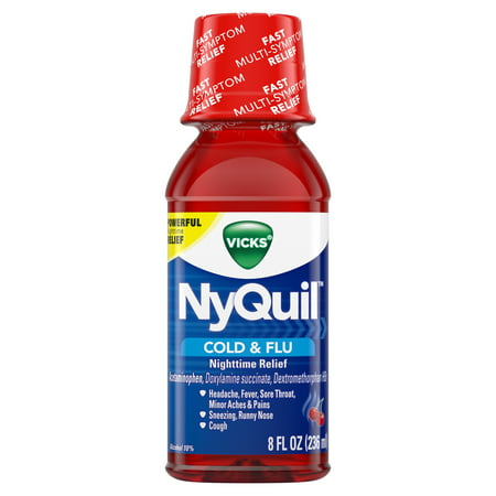 UPC 323900014251 product image for Vicks NyQuil, Nighttime Cold & Flu Symptom Relief, Relives Aches, Fever, Sore Th | upcitemdb.com