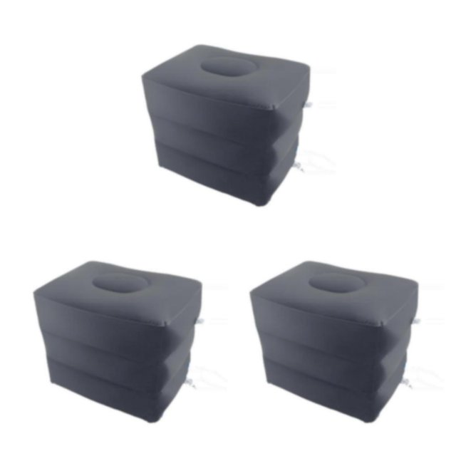 pitrice Convenient Inflatable Foot Rest 3 Layers Foot Stool Foot Rest Pillow for Traveling Deep Gray 40 x 30 x 43cm 3Set