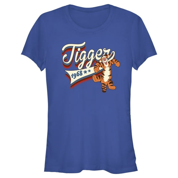 Junior's Winnie the Pooh Red, White, and Blue Tigger Graphic Tee Royal Blue Large