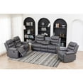 thumbnail image 6 of Hybition 3-Piece PU Leather Manual Reclining Sofa Set with LED Lights, USB Ports, Cup Holders, Drop Down Table, Bluetooth Speakers Grey for Living Room, 6 of 9